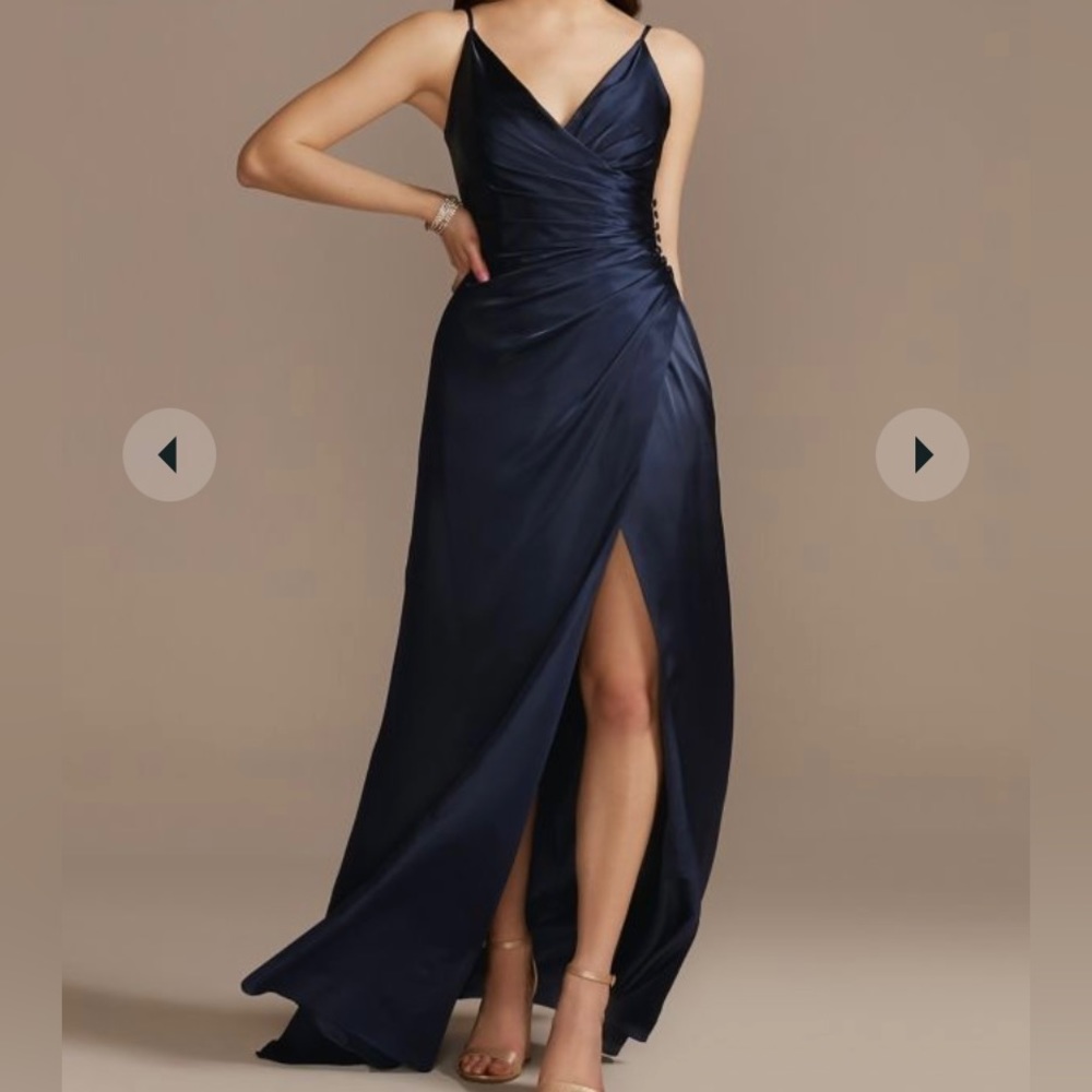 charmeuse draped strappy bridesmaid dress